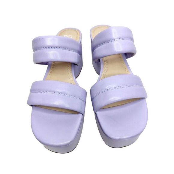 BP Sandals Womens Size 8 Lilac Slip On Platform Open Toe Double Strap - Picture 4 of 8